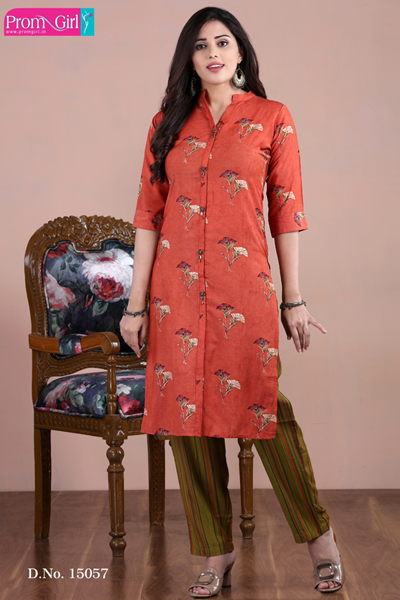 Orange Floral Kurti